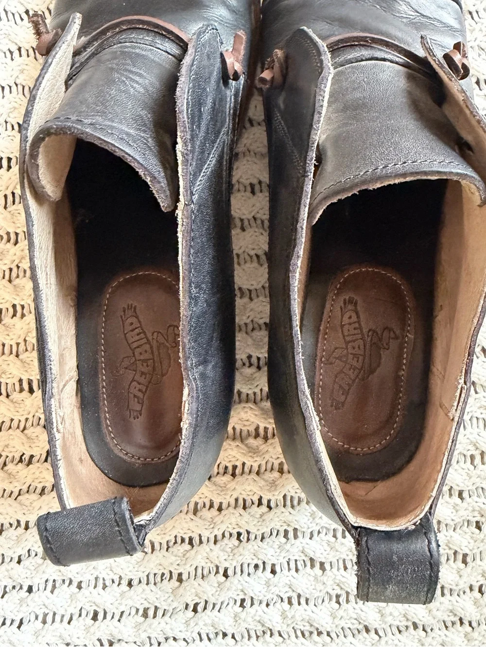 Freebird by Steven Mabel Black Leather Low Heel Oxford High Shoes Women Size 10